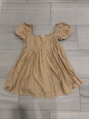 Mable Beige Tan Mini Babydoll Dress